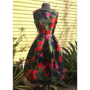 Pleated Floral Swing Dress